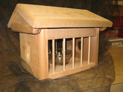 The bluebird Jail Feeder